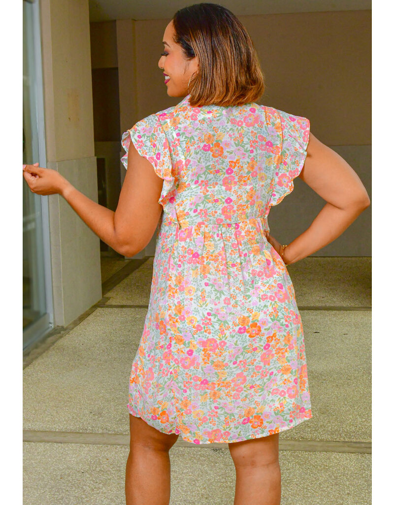 MARISSA OLIVIA GALA- Printed Floral Button Down Dress
