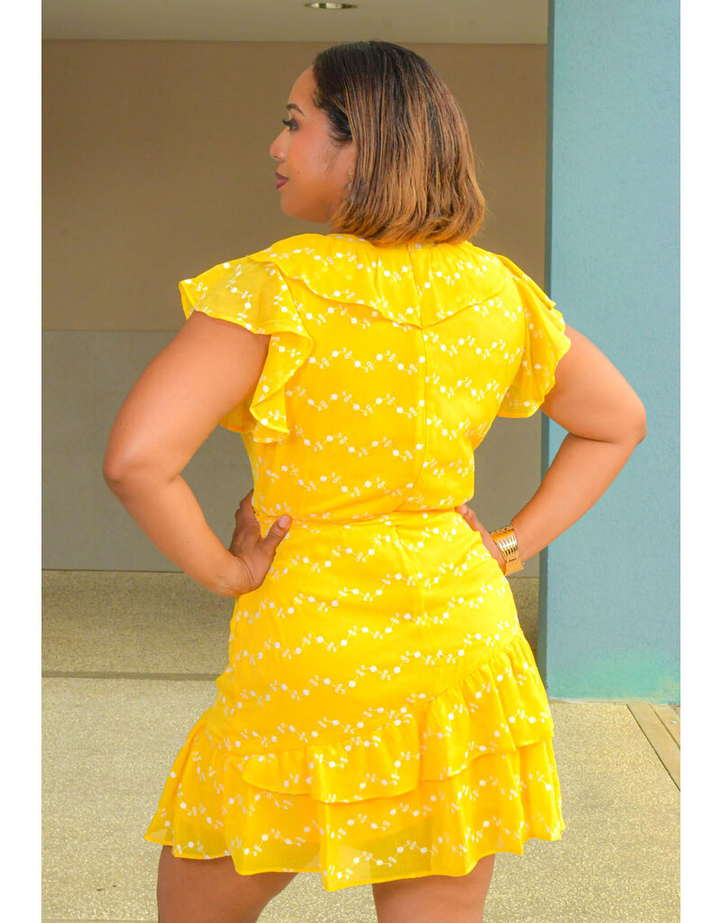 Maison Tara FALLOW- Short Sleeve Dress with Frill Hem