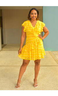 Maison Tara FALLOW- Short Sleeve Dress with Frill Hem