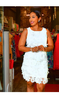 Nina Leonard CEDAR- Armhole Dress with Flower Cut-Outs