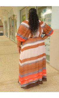 Maison Tara FOLLIO- Plus Size Stripe Dress with Band