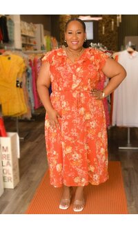 Maison Tara FRIYA- Plus Size Floral Frill Hi Lo Dress