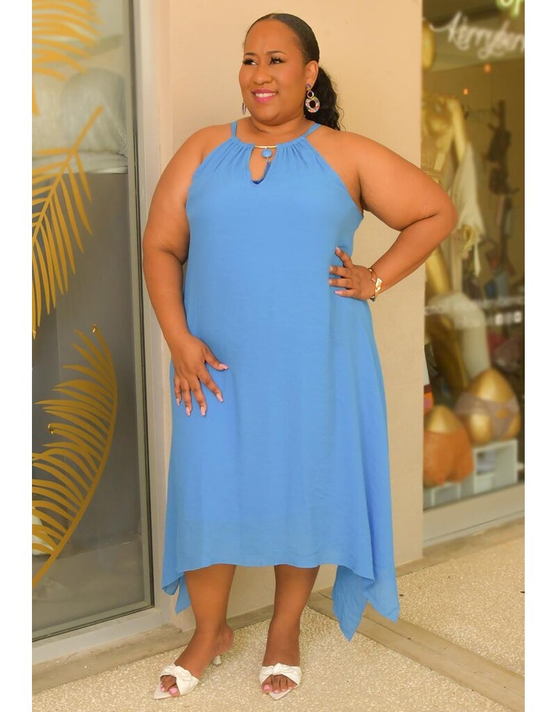 MLLE Gabrielle GAJARA- Plus Size Hi Neck Dress with Tassel