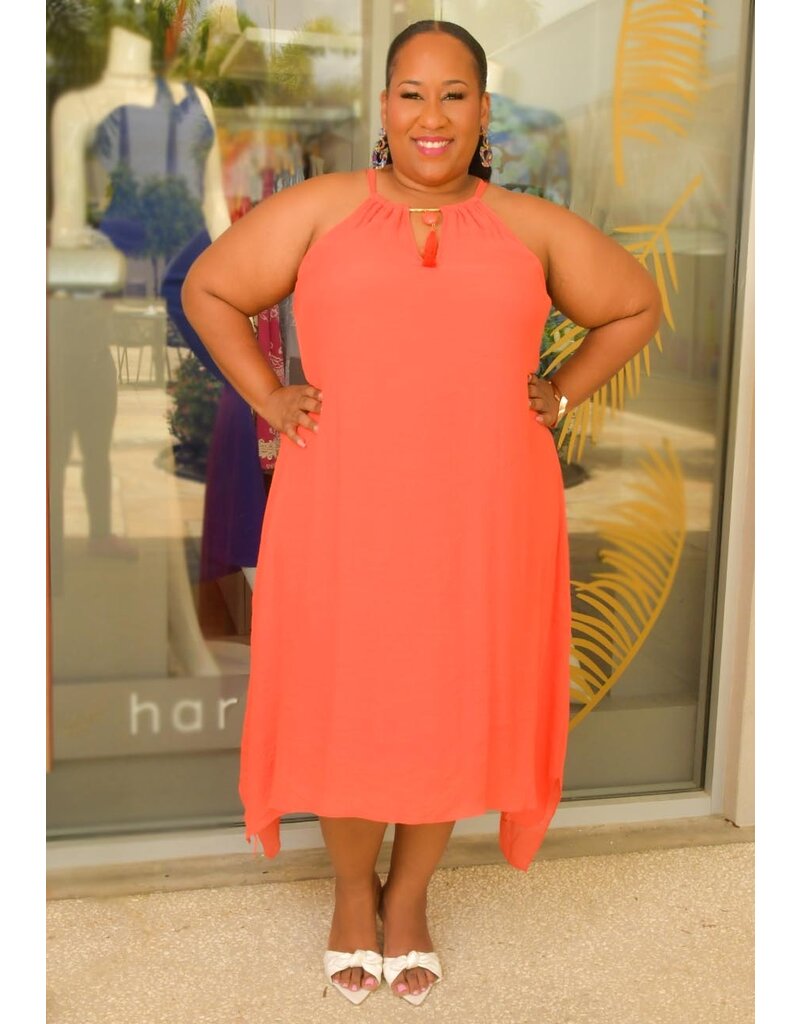 MLLE Gabrielle GAJARA- Plus Size Hi Neck Dress with Tassel