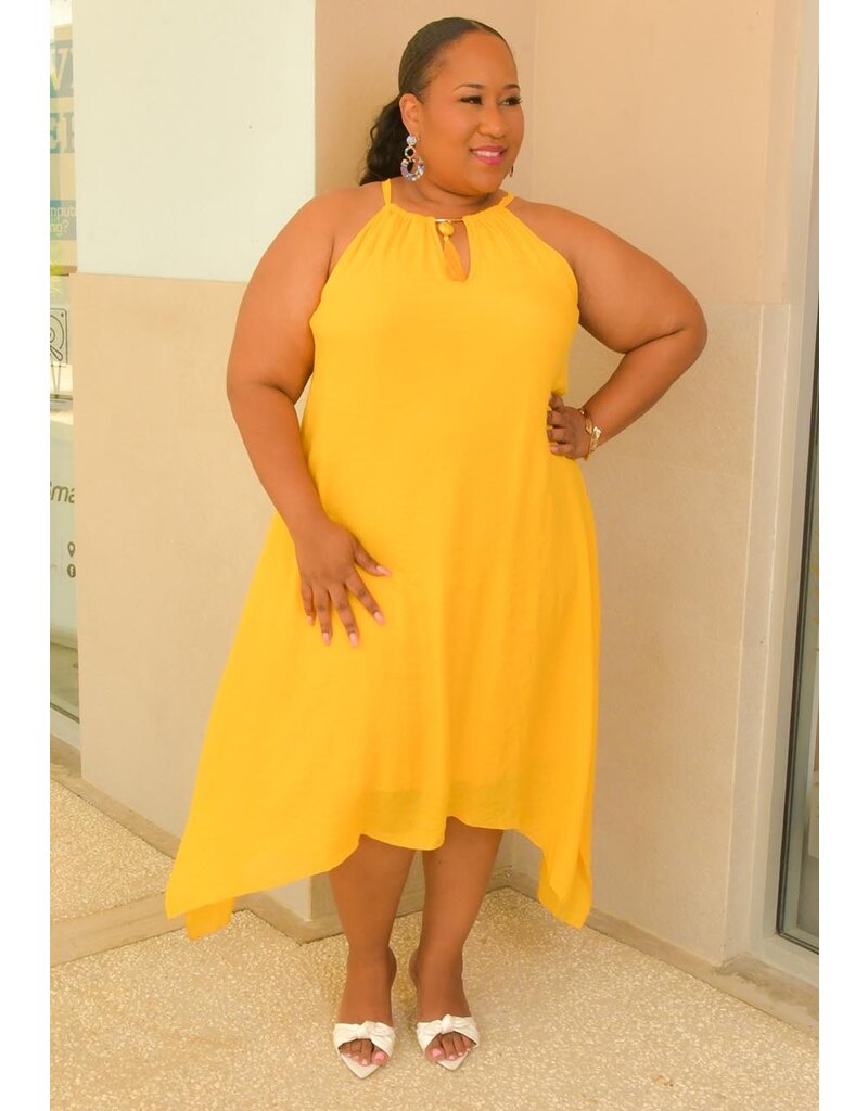 MLLE Gabrielle GAJARA- Plus Size Hi Neck Dress with Tassel