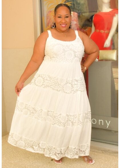 Signature GELINA- Long Plus Size Patch Lace Dress