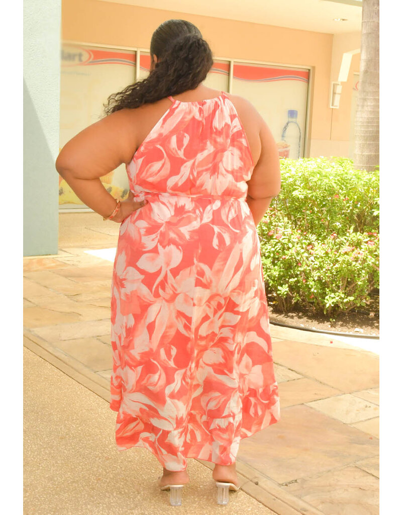 MLLE Gabrielle GIANA- Plus Size Floral Hi Low Dress with Band