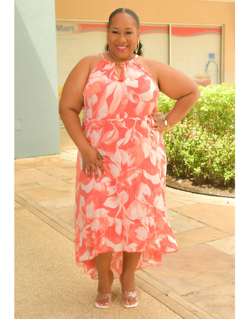 MLLE Gabrielle GIANA- Plus Size Floral Hi Low Dress with Band