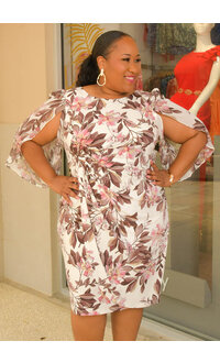 IENA- Plus Size Wrap Chiffon Sleeve Dress
