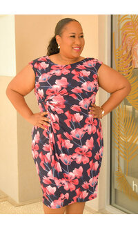 IJEMA- Plus Size Armhole Floral Print Wrap Dress