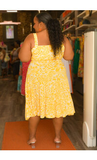 GLAMOUR KOEL- Plus Size Printed Button Down Dress with Band