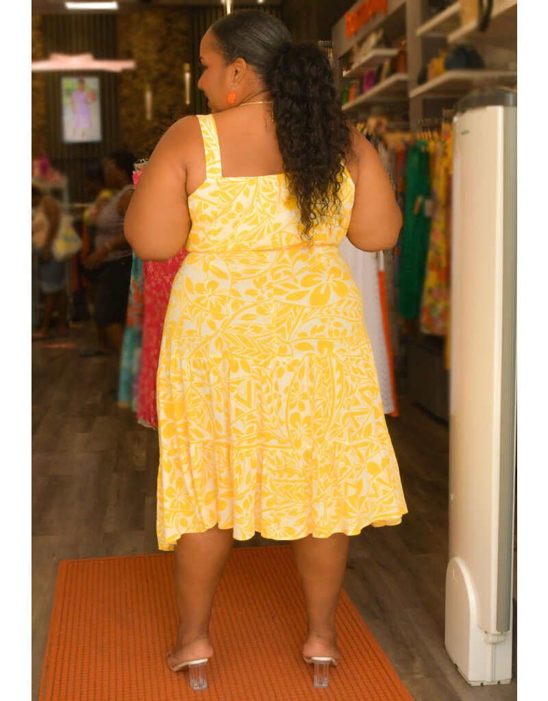 GLAMOUR KOEL- Plus Size Printed Button Down Dress with Band