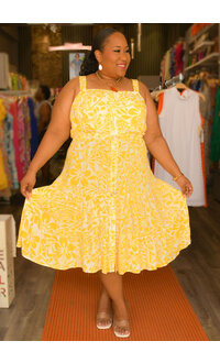 GLAMOUR KOEL- Plus Size Printed Button Down Dress with Band