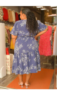 Signature KORRA- Plus Size Split Neck Short Sleeve Dress