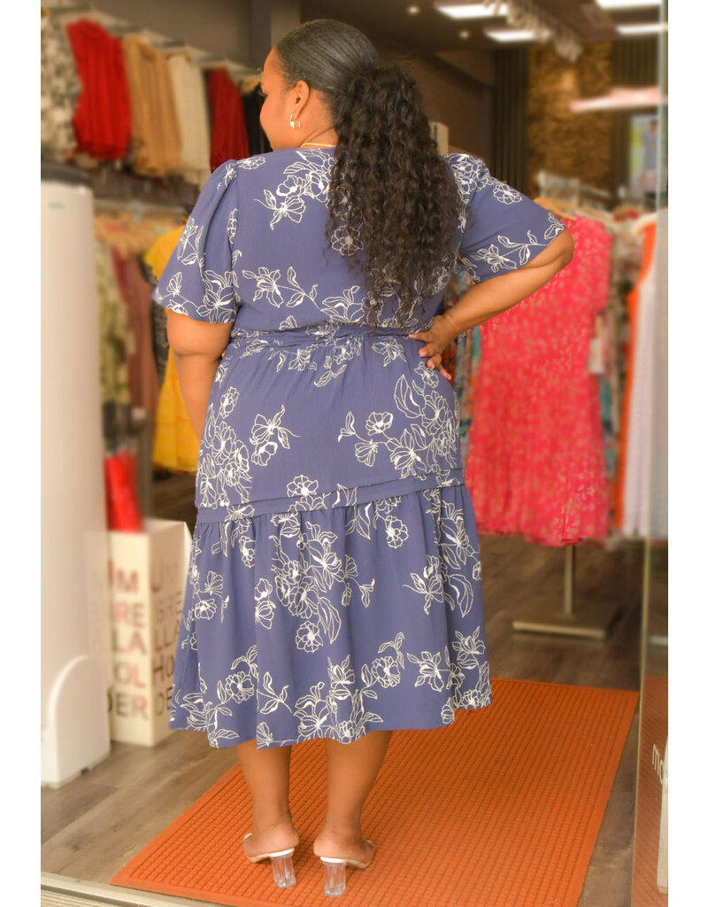 Signature KORRA- Plus Size Split Neck Short Sleeve Dress