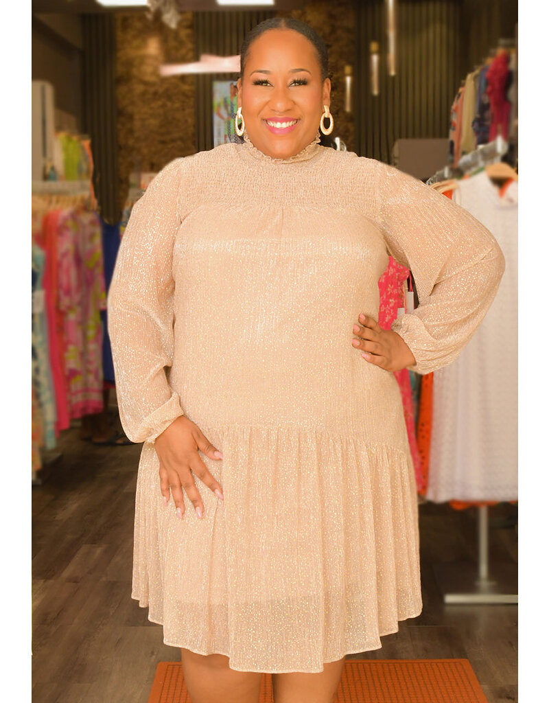 Maison Tara MACK- Plus Size Turtle Neck Balloon Sleeve Dress