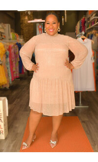 Maison Tara MACK- Plus Size Turtle Neck Balloon Sleeve Dress