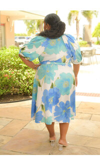 Maison Tara REWIDA- Plus Size Floral Puff Sleeve Dress