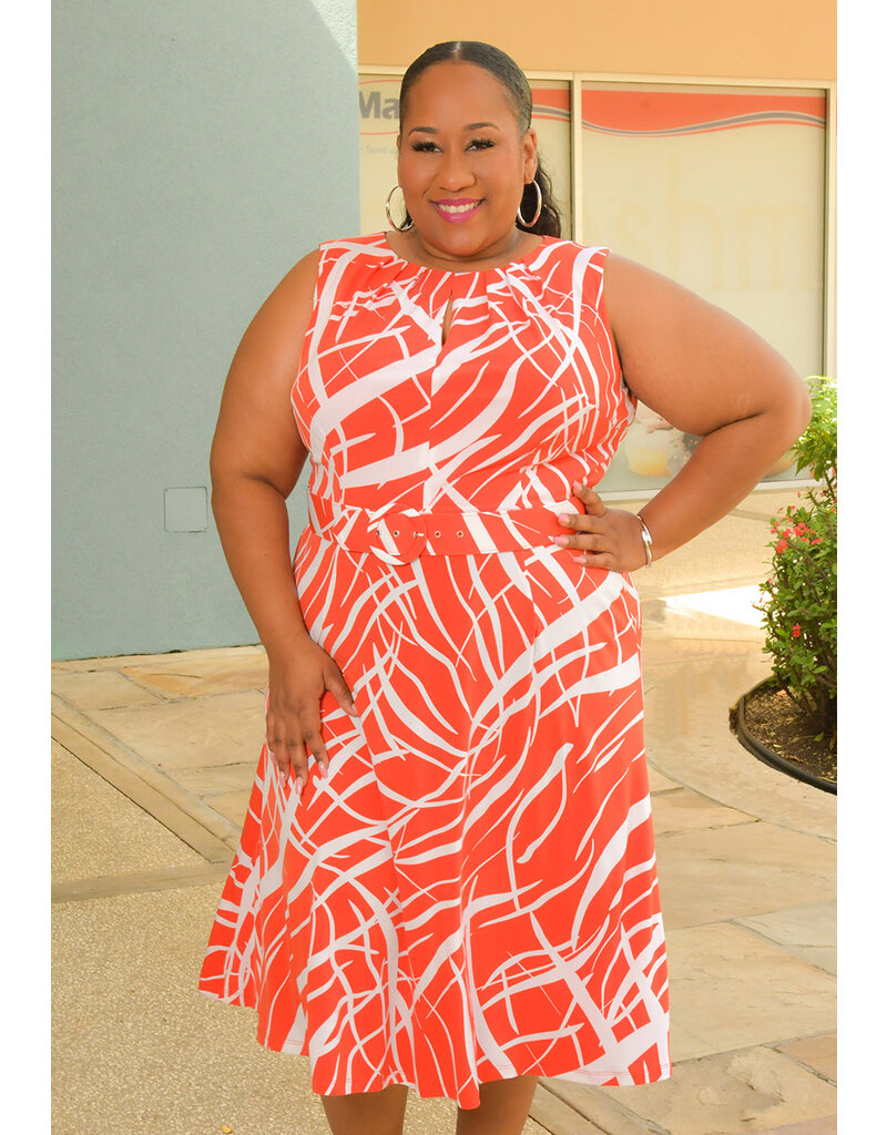 YAIR- Plus Size Armhole Dress with Belt
