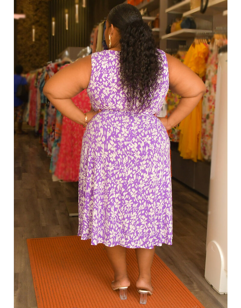 YOELI- Plus Size Printed Armhole Dress