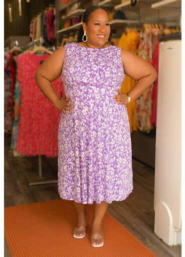 YOELI- Plus Size Printed Armhole Dress