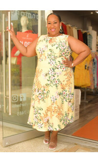 YORDI- Plus Size Floral Print Flare Dress