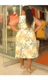YORDI- Plus Size Floral Print Flare Dress