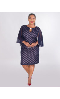 MAVIS- 3/4 Chiffon Sleeve Wave Design Dress