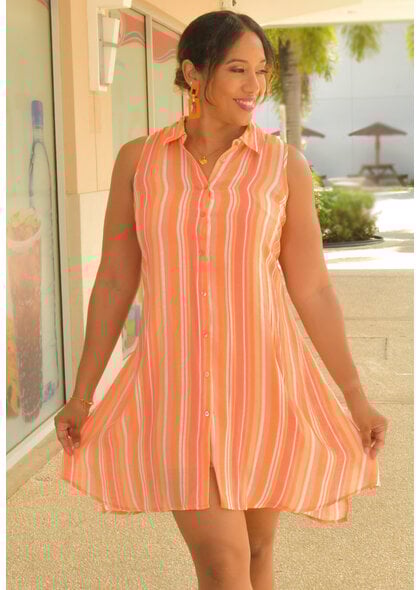 MLLE Gabrielle GUNIA- Stripe Armhole Dress with Collar