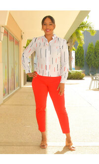 ADORE VERDELL- Printed Long Top with 3 Buttons