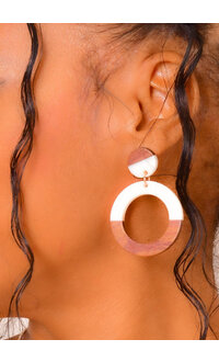 ADORE 2 Tone Wooden Round Earrings