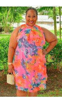 Signature FLAVIA- Plus Size Printed Overlay Dress