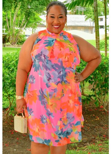 Signature FLAVIA- Plus Size Printed Overlay Dress
