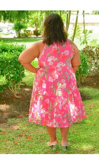 MLLE Gabrielle GEORGE- Plus Size Floral Armhole Elastic Hi Neck Dress
