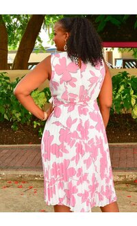 Sandra Darren FIKRI- Floral Armhole Steam Pleat Dress