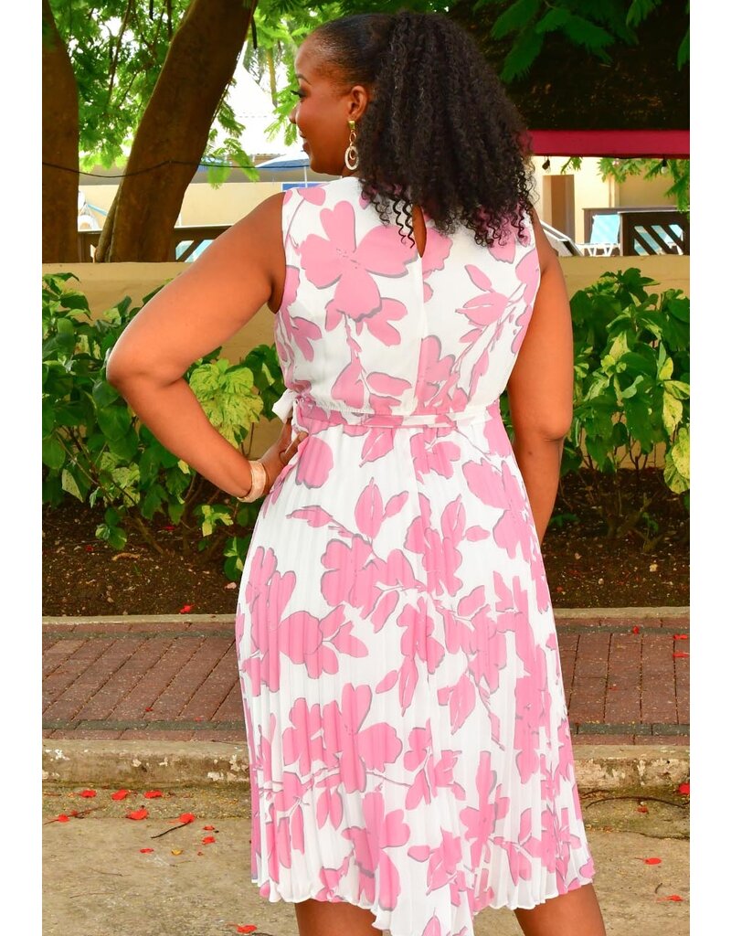 Sandra Darren FIKRI- Floral Armhole Steam Pleat Dress