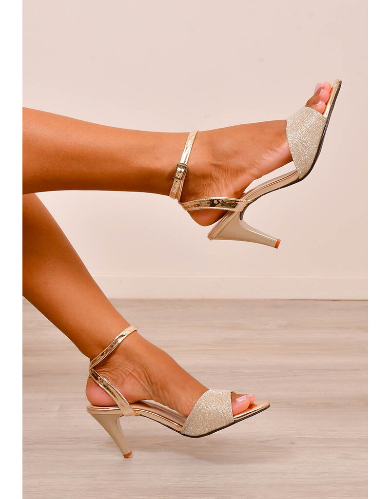 PENNE Glittery Stiletto Shoes with Ankle Strap