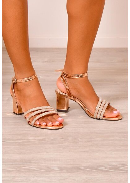PENNE Shiny Chunky Heel with 3 Glitter Straps