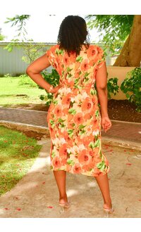 SUNNY LEIGH FUYUKO- Floral Pleated V Neck Dress