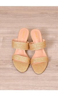 PENNE Glittery 2 Strap Chunky Heel Shoes