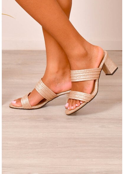 PENNE Glittery 2 Strap Chunky Heel Shoes