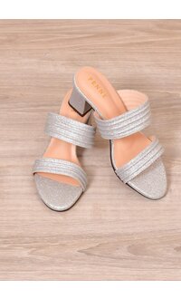 PENNE Glittery 2 Strap Chunky Heel Shoes