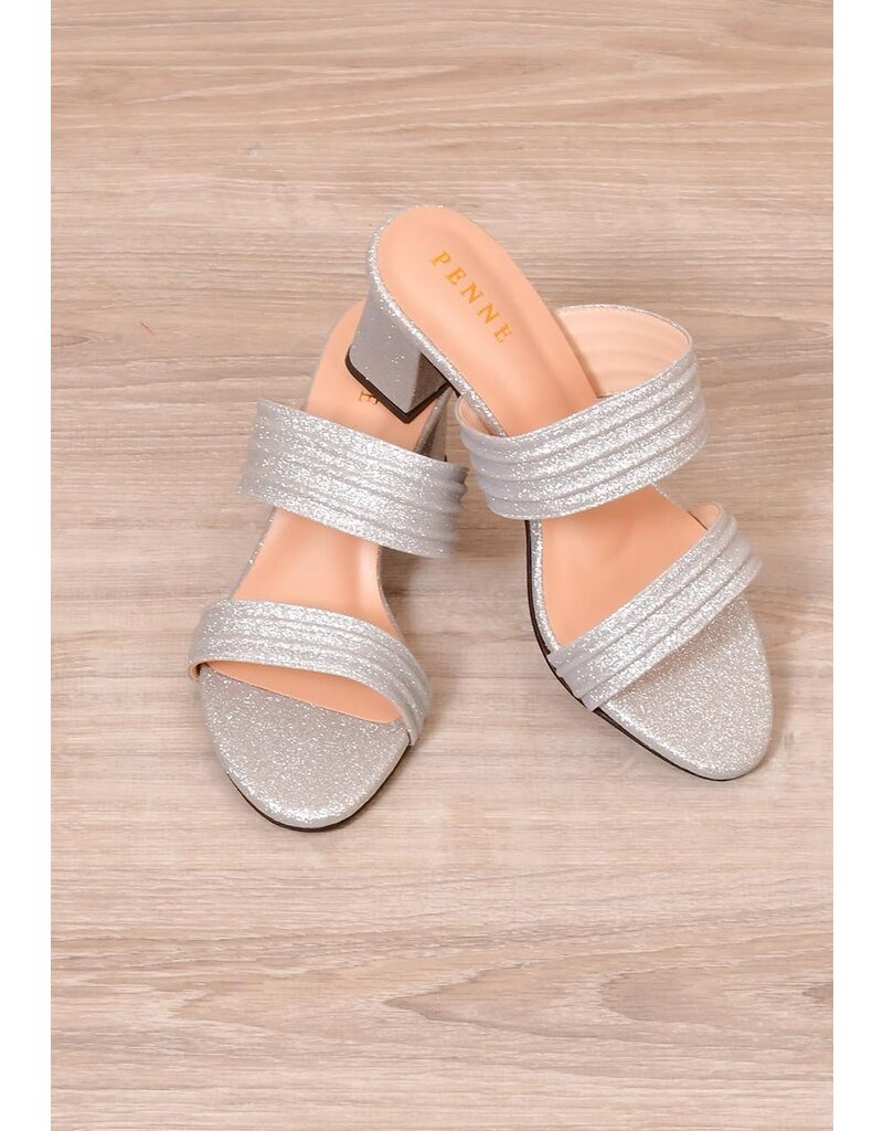 PENNE Glittery 2 Strap Chunky Heel Shoes