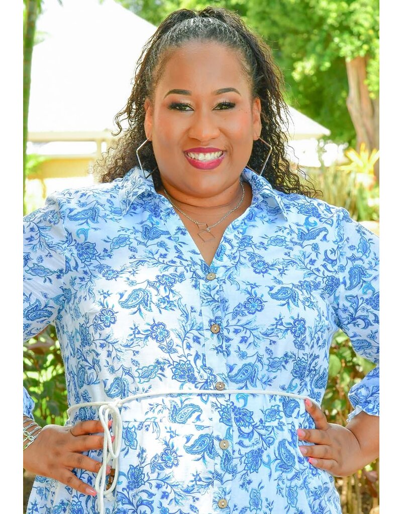 MLLE Gabrielle KAJAHI- Plus Size Floral Button Down Dress