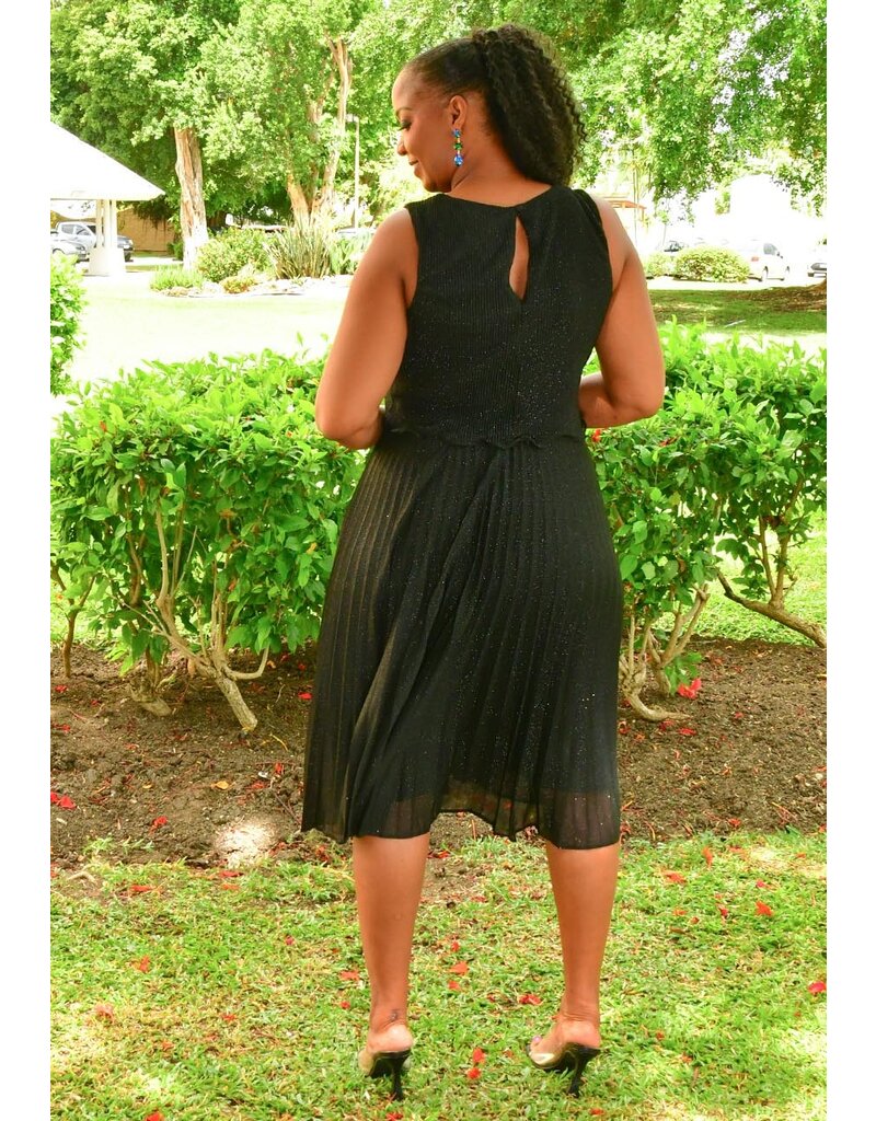 Maison Tara MACHEL- Steam Pleat Pop Over Shimmer Dress