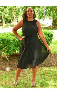 Maison Tara MACHEL- Steam Pleat Pop Over Shimmer Dress