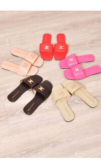 PENNE PU Leather Slippers with Brooch