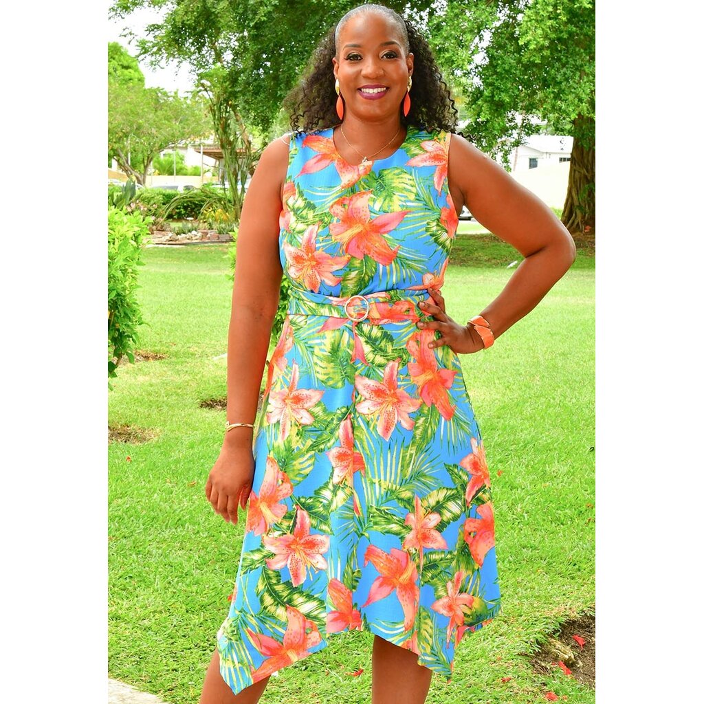 NIJIL- Floral Armhole Dress with Band