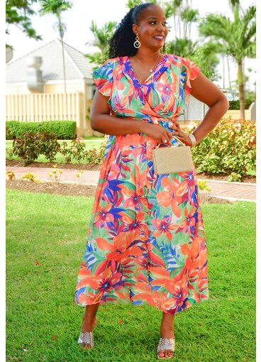 ODESSA- Floral Lap Top Dress with Frill Arms