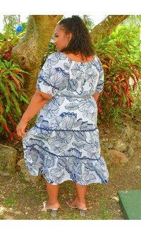 MLLE Gabrielle KHOA- Plus Size Printed Puff Sleeve with Elastic